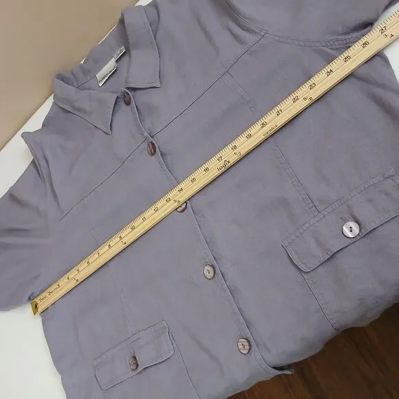 Fashion Bug Linen Blend Jacket Women 22/24 Purple Button Casual Lightweight Top - Picture 5 of 8